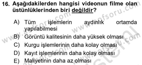 Hareketli Görüntünün Tarihi Dersi 2016 - 2017 Yılı (Final) Dönem Sonu Sınav Soruları 16. Soru