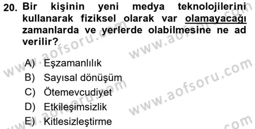Hareketli Görüntünün Tarihi Dersi 2016 - 2017 Yılı (Final) Dönem Sonu Sınav Soruları 20. Soru