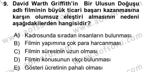 Hareketli Görüntünün Tarihi Dersi 2016 - 2017 Yılı (Final) Dönem Sonu Sınav Soruları 9. Soru