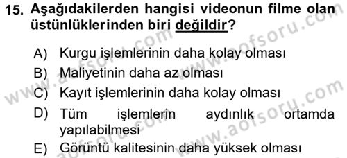 Hareketli Görüntünün Tarihi Dersi 2017 - 2018 Yılı 3 Ders Sınav Soruları 15. Soru