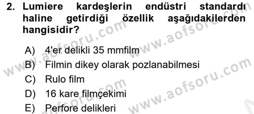 Hareketli Görüntünün Tarihi Dersi 2017 - 2018 Yılı 3 Ders Sınav Soruları 2. Soru