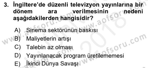 Hareketli Görüntünün Tarihi Dersi 2017 - 2018 Yılı 3 Ders Sınav Soruları 3. Soru