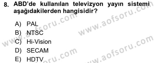 Hareketli Görüntünün Tarihi Dersi 2017 - 2018 Yılı 3 Ders Sınavı 8. Soru