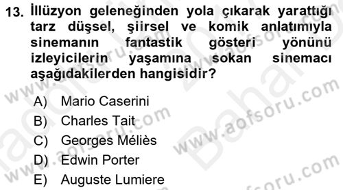 Hareketli Görüntünün Tarihi Dersi 2017 - 2018 Yılı (Vize) Ara Sınav Soruları 13. Soru