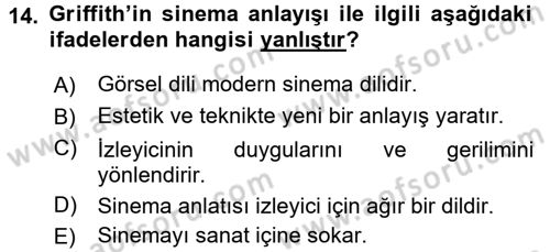 Hareketli Görüntünün Tarihi Dersi 2017 - 2018 Yılı (Vize) Ara Sınavı 14. Soru