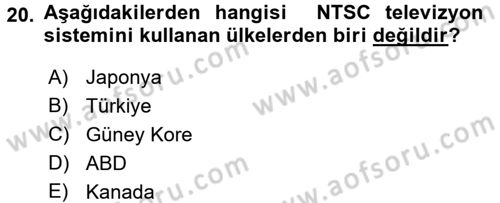 Hareketli Görüntünün Tarihi Dersi 2017 - 2018 Yılı (Vize) Ara Sınav Soruları 20. Soru
