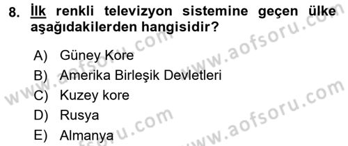 Hareketli Görüntünün Tarihi Dersi 2017 - 2018 Yılı (Vize) Ara Sınav Soruları 8. Soru
