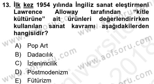 Hareketli Görüntünün Tarihi Dersi 2017 - 2018 Yılı (Final) Dönem Sonu Sınav Soruları 13. Soru