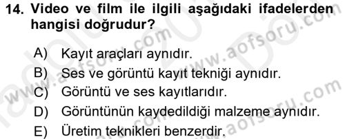 Hareketli Görüntünün Tarihi Dersi 2017 - 2018 Yılı (Final) Dönem Sonu Sınav Soruları 14. Soru