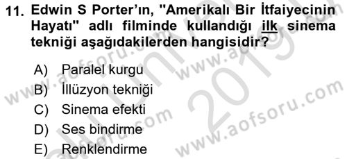 Hareketli Görüntünün Tarihi Dersi 2018 - 2019 Yılı 3 Ders Sınav Soruları 11. Soru