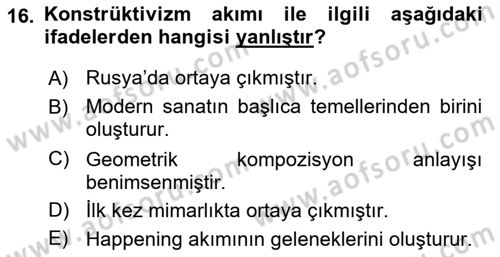 Hareketli Görüntünün Tarihi Dersi 2018 - 2019 Yılı 3 Ders Sınav Soruları 16. Soru