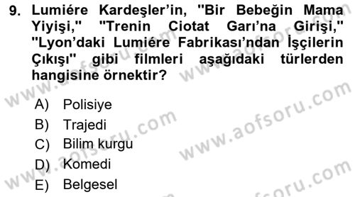 Hareketli Görüntünün Tarihi Dersi 2018 - 2019 Yılı 3 Ders Sınav Soruları 9. Soru