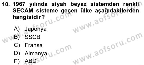 Hareketli Görüntünün Tarihi Dersi 2018 - 2019 Yılı (Vize) Ara Sınav Soruları 10. Soru