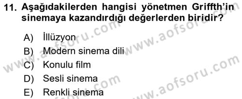 Hareketli Görüntünün Tarihi Dersi 2018 - 2019 Yılı (Vize) Ara Sınav Soruları 11. Soru