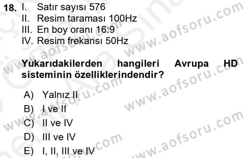 Hareketli Görüntünün Tarihi Dersi 2018 - 2019 Yılı (Vize) Ara Sınav Soruları 18. Soru