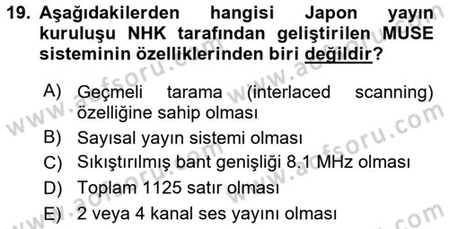 Hareketli Görüntünün Tarihi Dersi 2018 - 2019 Yılı (Vize) Ara Sınav Soruları 19. Soru