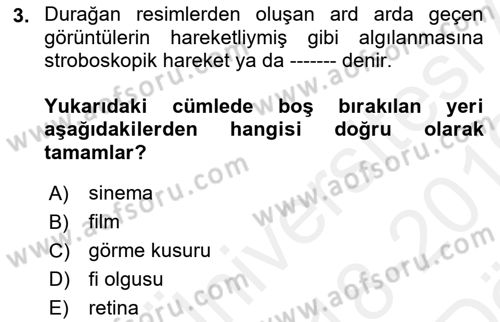 Hareketli Görüntünün Tarihi Dersi 2018 - 2019 Yılı (Vize) Ara Sınav Soruları 3. Soru