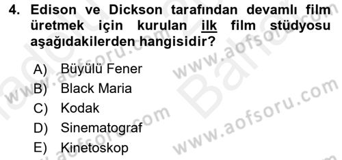 Hareketli Görüntünün Tarihi Dersi 2018 - 2019 Yılı (Vize) Ara Sınav Soruları 4. Soru