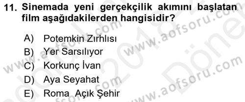 Hareketli Görüntünün Tarihi Dersi 2018 - 2019 Yılı (Final) Dönem Sonu Sınav Soruları 11. Soru