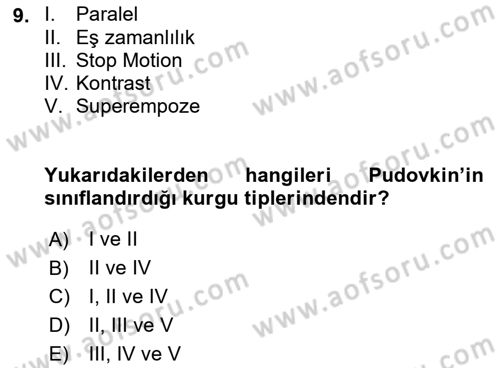 Hareketli Görüntünün Tarihi Dersi 2018 - 2019 Yılı (Final) Dönem Sonu Sınav Soruları 9. Soru