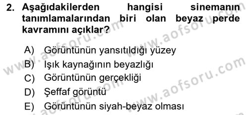 Hareketli Görüntünün Tarihi Dersi 2018 - 2019 Yılı Yaz Okulu Sınav Soruları 2. Soru