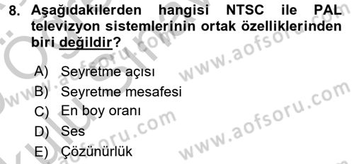 Hareketli Görüntünün Tarihi Dersi 2018 - 2019 Yılı Yaz Okulu Sınav Soruları 8. Soru