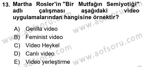 Hareketli Görüntünün Tarihi Dersi 2020 - 2021 Yılı Yaz Okulu Sınav Soruları 13. Soru