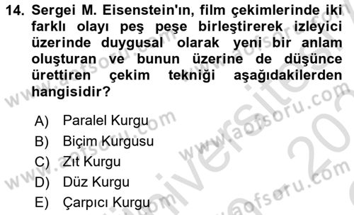 Hareketli Görüntünün Tarihi Dersi 2020 - 2021 Yılı Yaz Okulu Sınav Soruları 14. Soru