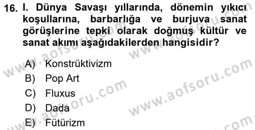 Hareketli Görüntünün Tarihi Dersi 2020 - 2021 Yılı Yaz Okulu Sınav Soruları 16. Soru