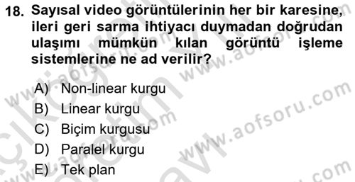 Hareketli Görüntünün Tarihi Dersi 2020 - 2021 Yılı Yaz Okulu Sınav Soruları 18. Soru