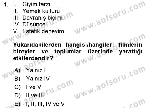 Hareketli Görüntünün Tarihi Dersi 2021 - 2022 Yılı (Vize) Ara Sınav Soruları 1. Soru