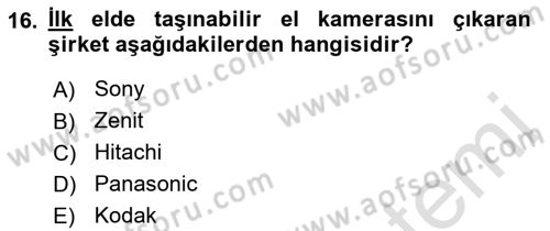 Hareketli Görüntünün Tarihi Dersi 2021 - 2022 Yılı (Vize) Ara Sınav Soruları 16. Soru
