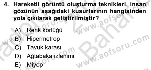 Hareketli Görüntünün Tarihi Dersi 2021 - 2022 Yılı (Vize) Ara Sınav Soruları 4. Soru