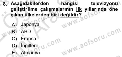 Hareketli Görüntünün Tarihi Dersi 2021 - 2022 Yılı (Vize) Ara Sınav Soruları 8. Soru
