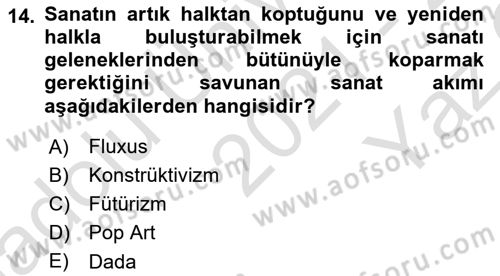 Hareketli Görüntünün Tarihi Dersi 2021 - 2022 Yılı Yaz Okulu Sınav Soruları 14. Soru