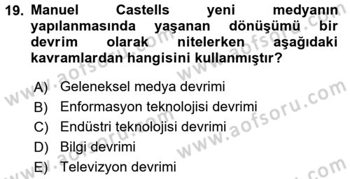 Hareketli Görüntünün Tarihi Dersi 2021 - 2022 Yılı Yaz Okulu Sınav Soruları 19. Soru