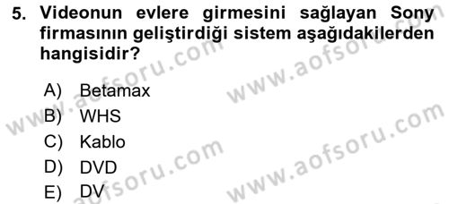 Hareketli Görüntünün Tarihi Dersi 2021 - 2022 Yılı Yaz Okulu Sınav Soruları 5. Soru