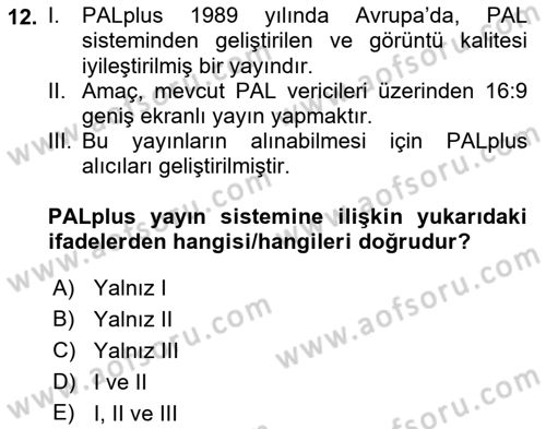 Hareketli Görüntünün Tarihi Dersi 2022 - 2023 Yılı Yaz Okulu Sınav Soruları 12. Soru