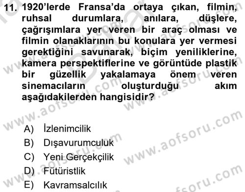 Hareketli Görüntünün Tarihi Dersi 2023 - 2024 Yılı (Final) Dönem Sonu Sınav Soruları 11. Soru