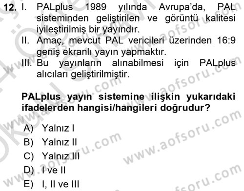 Hareketli Görüntünün Tarihi Dersi 2023 - 2024 Yılı Yaz Okulu Sınav Soruları 12. Soru