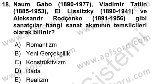 Hareketli Görüntünün Tarihi Dersi 2023 - 2024 Yılı Yaz Okulu Sınav Soruları 18. Soru