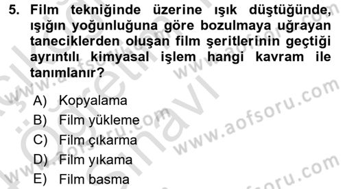 Hareketli Görüntünün Tarihi Dersi 2023 - 2024 Yılı Yaz Okulu Sınav Soruları 5. Soru