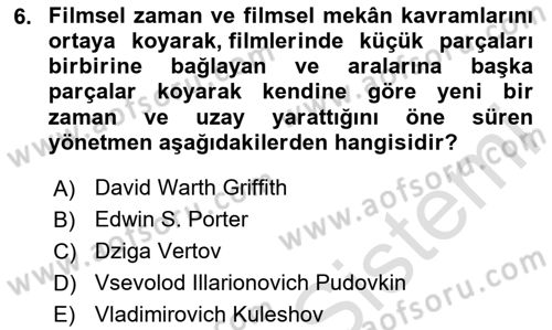 Hareketli Görüntünün Tarihi Dersi 2024 - 2025 Yılı (Final) Dönem Sonu Sınav Soruları 6. Soru