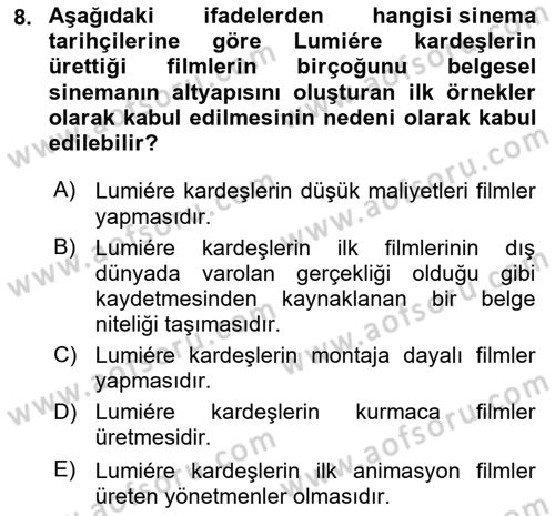 Hareketli Görüntünün Tarihi Dersi 2024 - 2025 Yılı (Final) Dönem Sonu Sınav Soruları 8. Soru