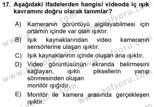 Hareketli Görüntünün Tarihi Dersi 2024 - 2025 Yılı Yaz Okulu Sınav Soruları 17. Soru