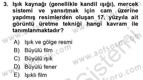 Hareketli Görüntünün Tarihi Dersi 2024 - 2025 Yılı Yaz Okulu Sınav Soruları 3. Soru