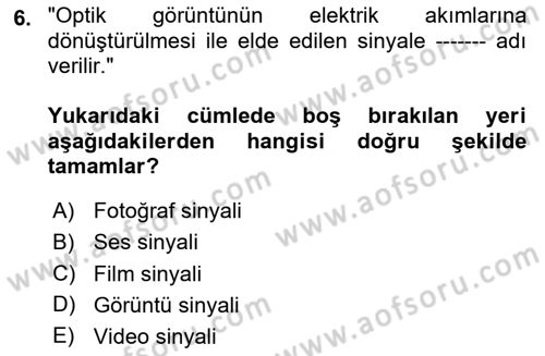 Hareketli Görüntünün Tarihi Dersi 2024 - 2025 Yılı Yaz Okulu Sınav Soruları 6. Soru