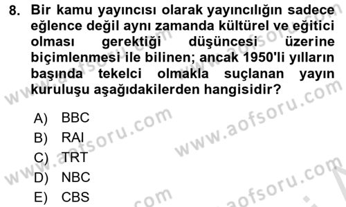 Hareketli Görüntünün Tarihi Dersi 2024 - 2025 Yılı Yaz Okulu Sınav Soruları 8. Soru