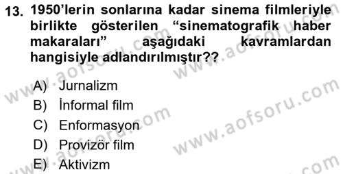 Hareketli Görüntünün Tarihi Dersi 2025 - 2026 Yılı (Vize) Ara Sınav Soruları 13. Soru
