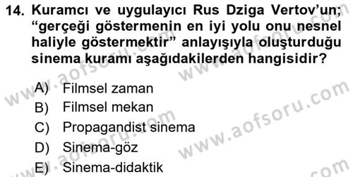 Hareketli Görüntünün Tarihi Dersi 2025 - 2026 Yılı (Vize) Ara Sınav Soruları 14. Soru